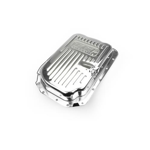 TCI Transmission Pan, Stock Depth, Steel, Chrome, GM, 4L80E, Includes Gasket and Drain Plug, Each