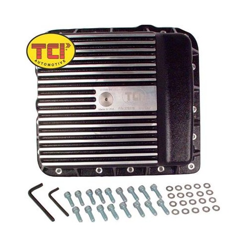 TCI Automatic Transmission Pan, Deep, Aluminum, Black Wrinkled, GM, 700R4, 4L60E, 4L65E, Each