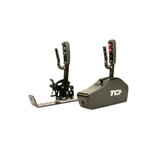 TCI Automatic Transmission Shifter, Diablo Black Out Series, Cable Operated, Pistol Grip, With Cover, Two Buttons, Each