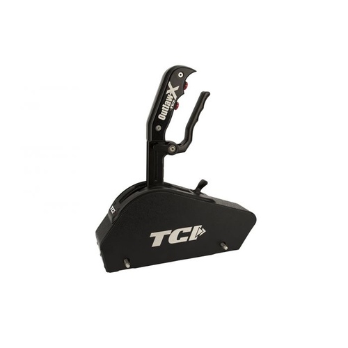 TCI Automatic Transmission Shifter, Outlaw X, Cable Operated, Gate Plate, Black, Powerglide, With Button, Each