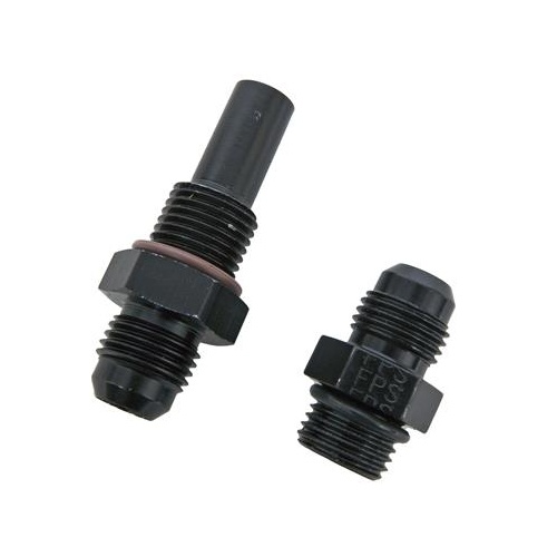 TCI Transmission Adapter Fittings, includes Long Rear Port, 2009-up 4L70E, 4L80E, 4L85E, 6AN Flare 6 AN 9/16-18, Pair
