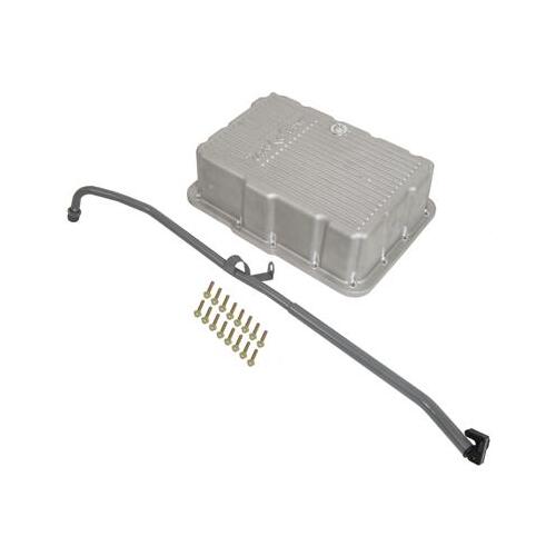 Trick Flow Transmission Pan Kit, Deep, Aluminum, Finned with Logo, Includes Dipstick, For Ford 5R55N/5R55S/5R55W, Each