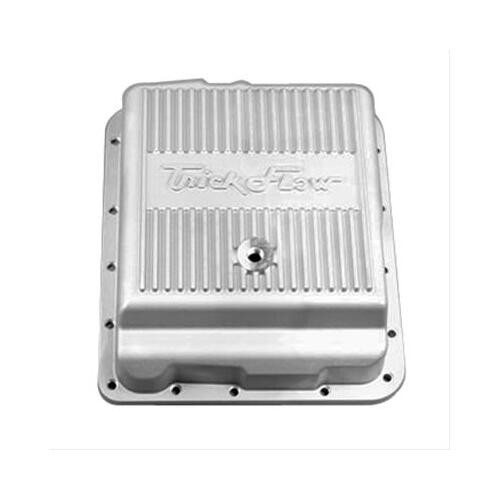 Trick Flow Transmission Pan Kit, Deep Type, Drain Plug, A319 Aluminum, Natural, Finned with Logo, GM TH700R4/4L60E, Each