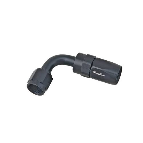 Trick Flow Fitting, Hose End, 90 Degree, -10 AN Hose to Female -10 AN, Aluminum, Black Anodized, Each