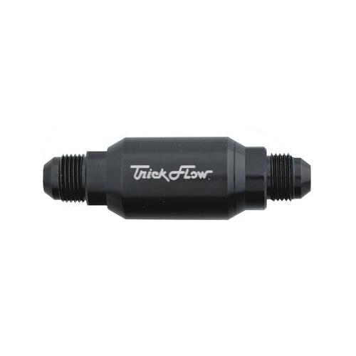 Trick Flow Fuel Filter, TFX™, Inline Mount, Billet Aluminum, Black, 40 Microns, -6 AN Male Inlet/Outlet, Each