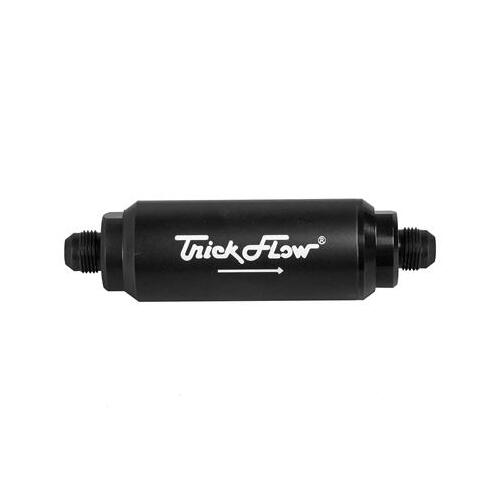 Trick Flow Fuel Filter, TFX™, Inline Mount, Billet Aluminum, Black, 10 Microns, -8 AN Male Inlet/Outlet, Each