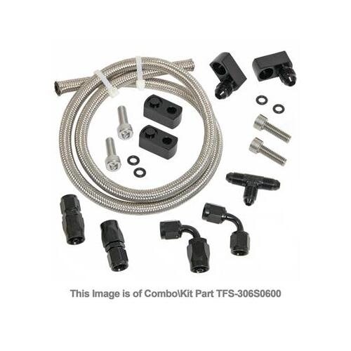 Trick Flow Engine Steam Line Plumbing Kit, Front Kit Only, Aluminum, Black Anodized, For Chevrolet, Small Block LS, Kit