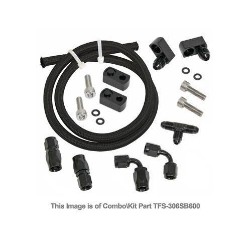 Trick Flow Engine Steam Line Plumbing Kit, Front Kit Only, Aluminum, Black Anodized, For Chevrolet, Small Block LS, Kit