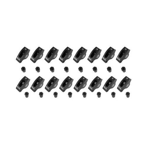 Trick Flow Rocker Arms, 1.5/1.6 Ratio Split, 3/8 in. Stud, Narrow Body, Full Roller, Aluminum, For Chevrolet 5.0L/5.7L, Set of 16