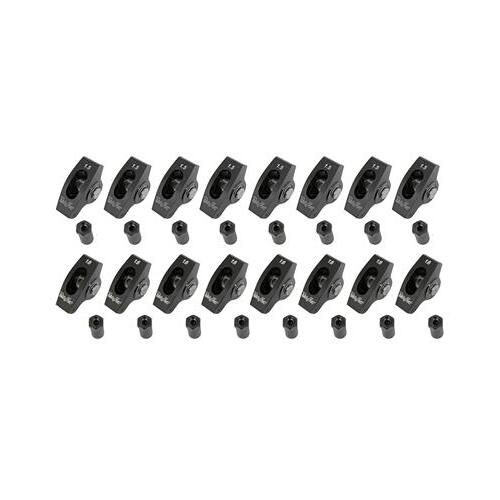Trick Flow Rocker Arms, 1.5/1.6 Ratio Split, 7/16 in. Stud, Full Roller, Aluminum, Small For Chevrolet, Set of 16