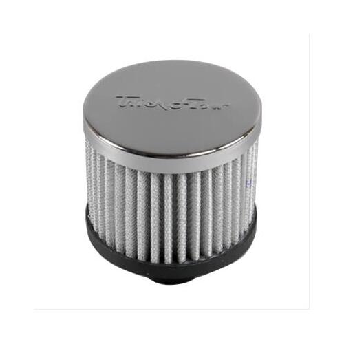 Trick Flow Valve Cover Breather, Push-In, Round, 2.950 in. Diameter, Steel, Chrome, Logo, Each