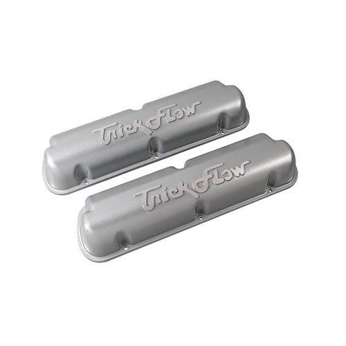 Trick Flow Valve Covers, Stock Height, 3 in. Overall Height, Cast Aluminum, Silver Powdercoated, Small For Ford, Pair