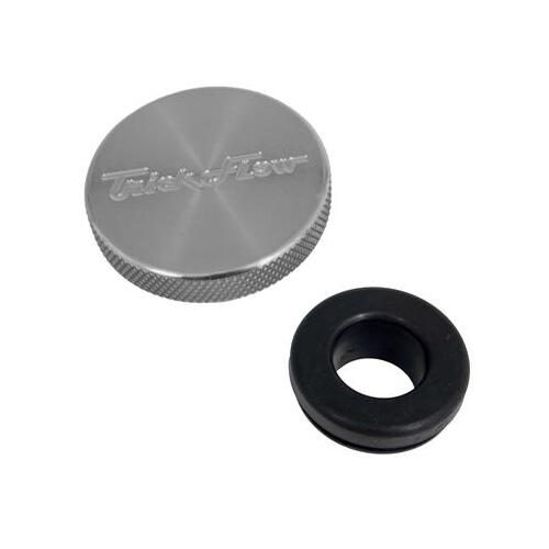 Trick Flow Valve Cover Oil Fill Cap, Replacement, Aluminum, Natural, Machined logo, Includes Grommet, Each