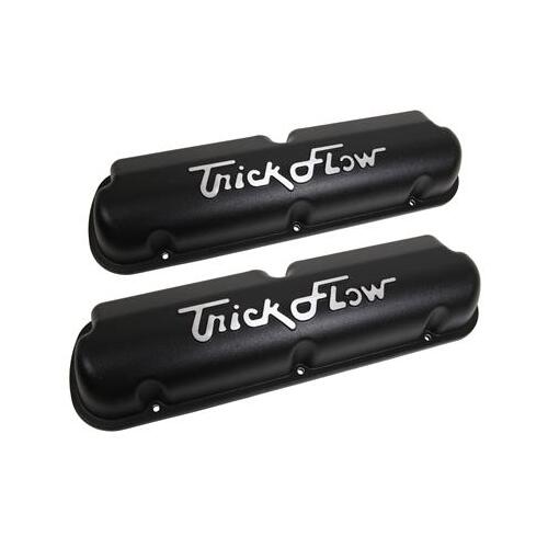 Trick Flow Valve Covers, Stock Height, 3 in. Overall Height, Cast Aluminum, Black Powdercoated, Small For Ford, Pair