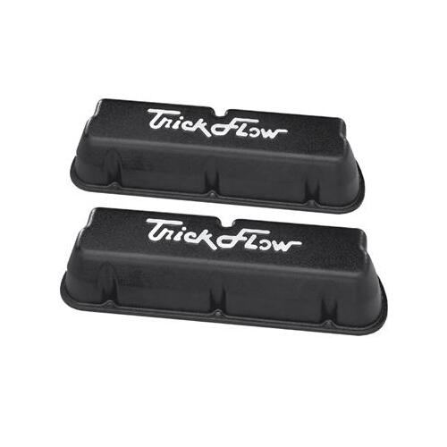 Trick Flow Valve Covers, Tall Height, 3 7/8 in. Overall Height, Cast Aluminum, Black Powdercoated, Small For Ford, Pair