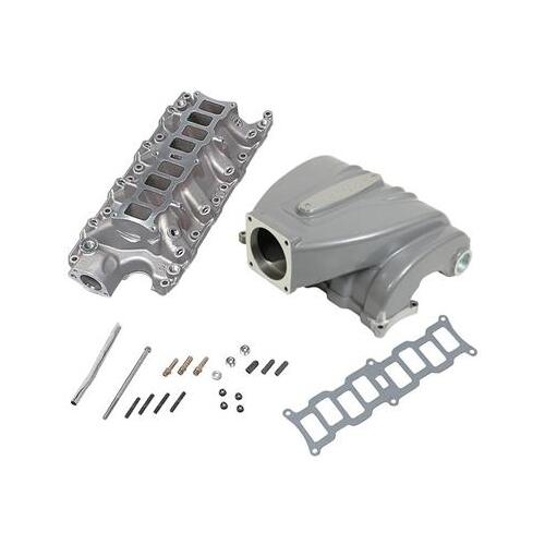 Trick Flow EFI Intake Manifold Kit, R-Series, Upper/Lower Included, 75mm, Silver Powdercoat, Aluminum, For Ford 5.0L, Each