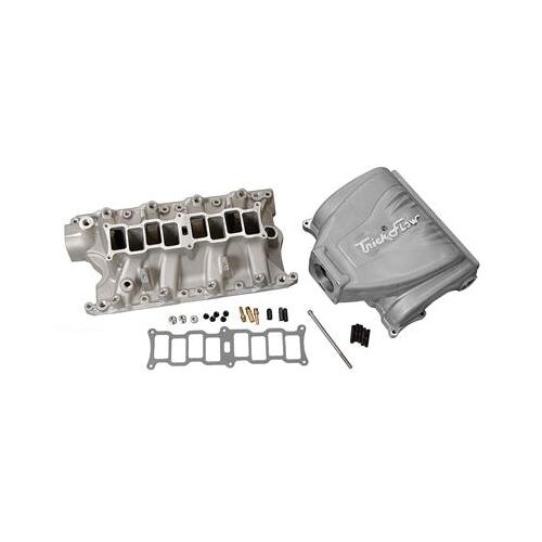 Trick Flow EFI Intake Manifold Kit, R-Series, Upper/Lower Incl, 75mm, Silver Powdercoat, Aluminum, For Ford 351 Windsor, Each