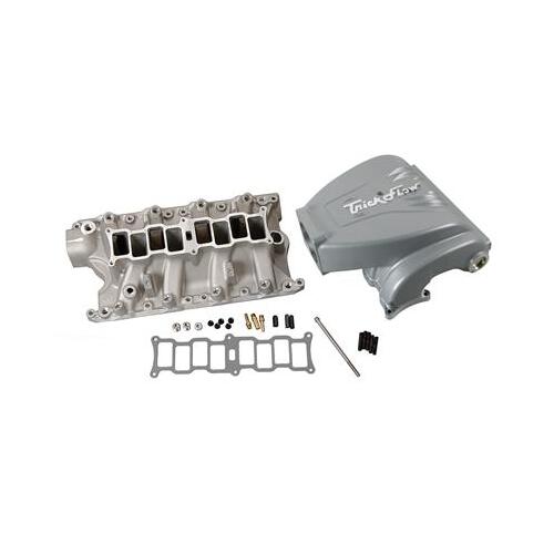 Trick Flow EFI Intake Manifold Kit, R-Series, Upper/Lower Incl, 90mm, Silver Powdercoat, Aluminum, For Ford 351 Windsor, Each