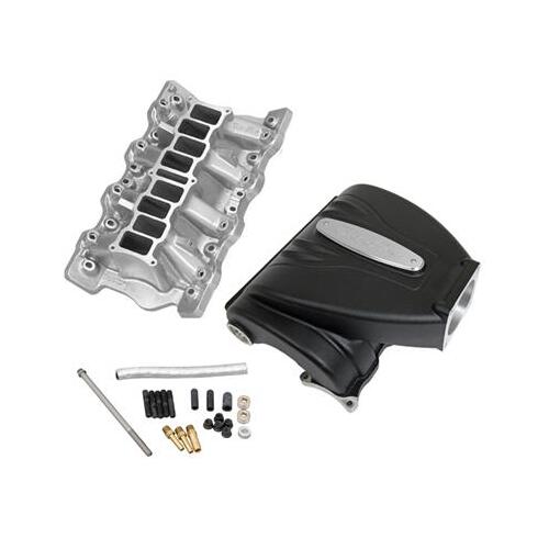 Trick Flow EFI Intake Manifold Kit, R-Series, Upper/Lower Incl, 90mm, 9.5 In. Deck Height, Black, For Ford Clevor, Each