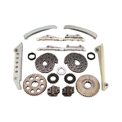 Trick Flow Timing Chain, Billet Steel, Link Belt, Gear Spacers, Tensioner Arms, Chain Guide, For Ford, Modular V8, 2V, Kit