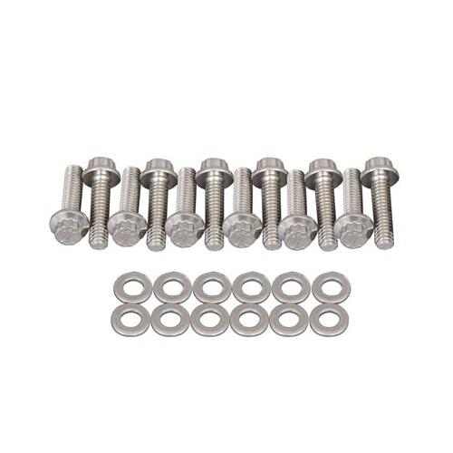 Trick Flow Bolts, Intake Manifold, Stainless Steel, Polished, 12-Point, For Ford, 429, 460, A460 Tunnel Ram Top