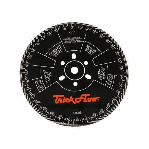 Trick Flow Cam Degree Wheel, 11 Inch Wheel, Black Anodized, White Laser-Etched Markings, Valve Timing, TDC, BDC, Each