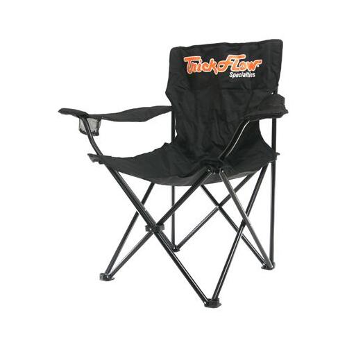 Trick Flow Chair, Folding, 350 lb. Weight Limit, 600-denier Poly-canvas, Black, Logo, Each