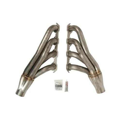 Trick Flow Headers, by Stainless Works Headers, Forward and Down, Stainless Steel, Natural, 3 in. Inline Flange, Fits AFR Heads, For Ford, Small Block