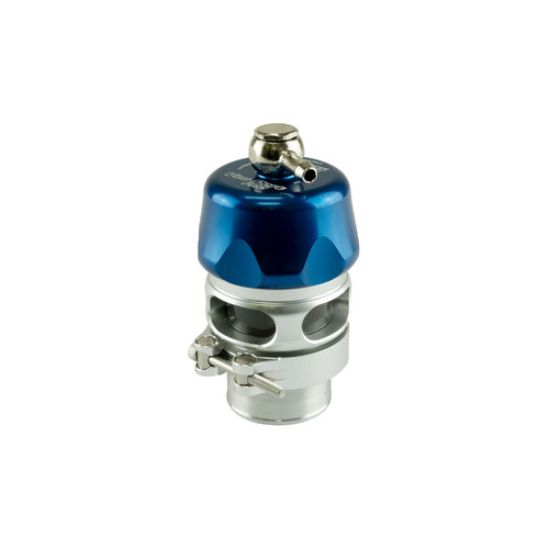 TURBOSMART Blow-Off Valve, Vee-Port PRO, Adjustable, Aluminum, Polished, Blue Anodized Cap, Each