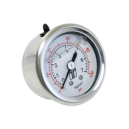 TURBOSMART Gauge, Fuel Pressure, 0-100 psi, 1 13/16 in. Diameter, White Face, Analog, Mechanical, Each