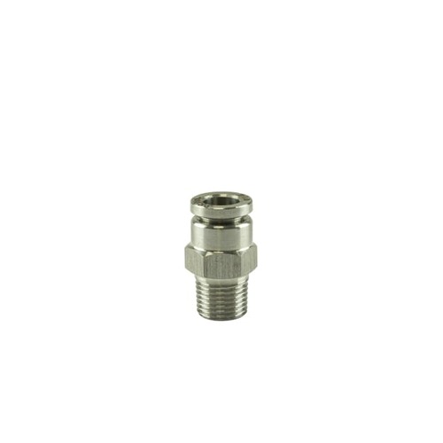 TURBOSMART Fitting, Pushloc, 1/8 in. NPT Male to 1/4 in. Hose, Straight, Stainless Steel, Each
