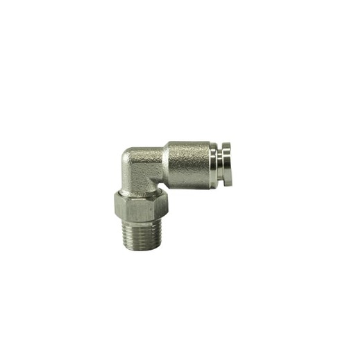 TURBOSMART Pushloc Fitting, 1/8″ NPT to 1/4″ PTC 90º, Stainless Steel, Each