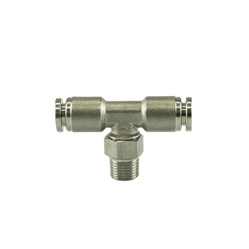 TURBOSMART Pushloc Fitting, 1/8″ NPT to 1/4″ PTC Tee, Stainless Steel, Each