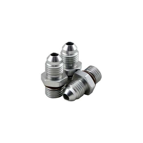 TURBOSMART Universal Fitting, AN to Straight Cut O-Ring Fittings, -4AN, Aluminum, Natural, Set of 3