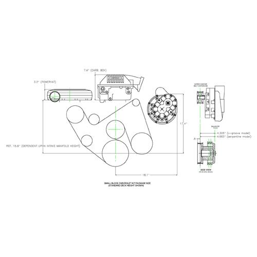 Vortech Superchargers, Carbureted Small Block Chevrolet Supercharging System w/V-2 Si, Polished