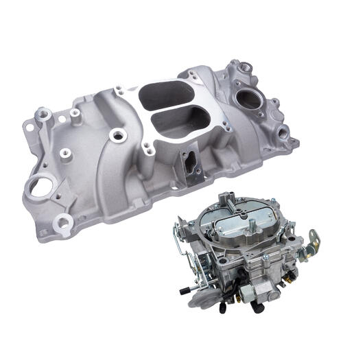 VPW Intake Manifold & Carburettor Kit, Silver Series Proflow Air Dual Intake , Quick Fuel 600 CFM Vac ,Electric Choke Carbutetor, SB Chev, Each