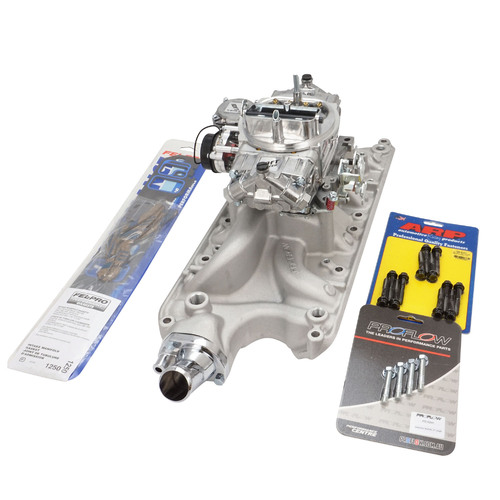 VPW Intake Manifold & Carburettor Kit, Silver Series Proflow Air Dual Intake , Quick Fuel 600 CFM Vac ,Electric Choke Carbutetor, SB For Ford 289,302W