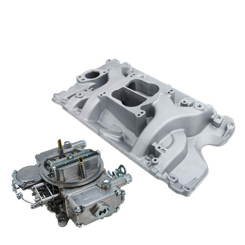 VPW Intake Manifold & Carburettor Kit, Silver Series Proflow Air Dual Intake, Quick Fuel Slayer 600 Vac, Electric Choke Carburettor, For Holden, Commo