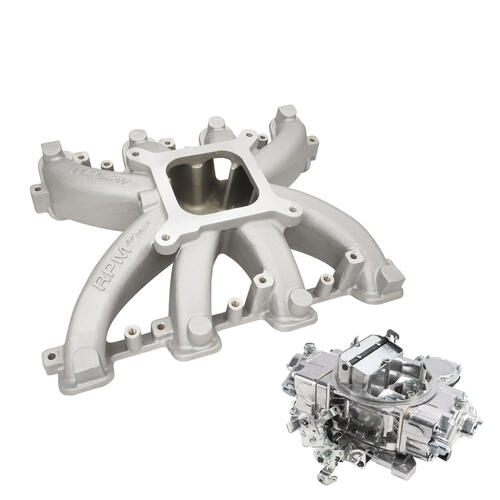 VPW Intake Manifold & Carburettor Kit, LS3 Holden Commodore ,Chev Air Max Intake, Repro Holley Style 750CFM Vac Sec, Carburettor, Kit