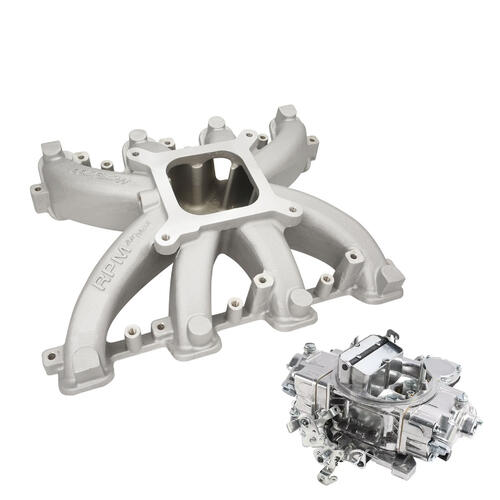 VPW Intake Manifold & Carburettor Kit Sliver Series RPM AirMax, Single Plane, Street Brawler 750 Vac, Elec Choke,Carburettor, Chev For Holden LS3,L92