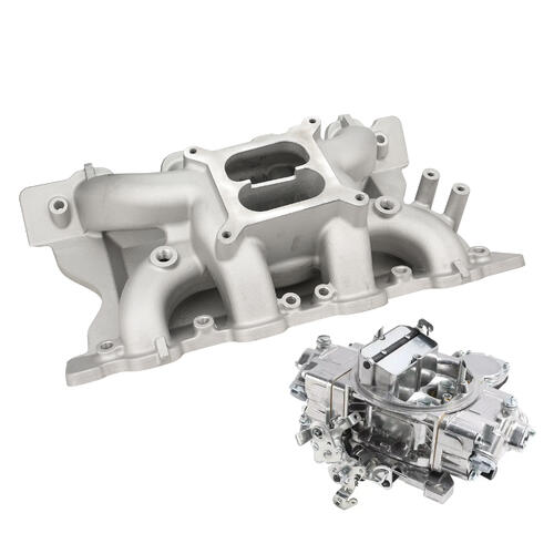 VPW Intake Manifold & Carburettor Kit Silver Series RPM AirMax, Dual Plane, Street Brawler 750 Vac, Electric Choke, Carburetor, SB Ford 302,351C, Kit