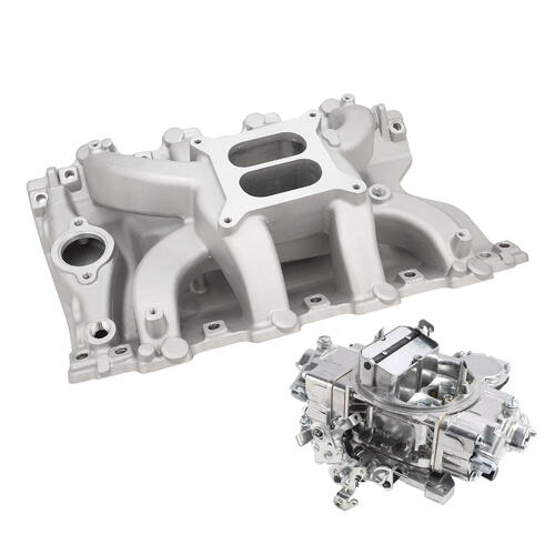 VPW Intake Manifold & Carburettor Kit Silver Series RPM AirMax, For Holden V8, VN Heads, Dual Plane, Quick Fuel Slayer 750 Vac, Electric Choke, Carbur