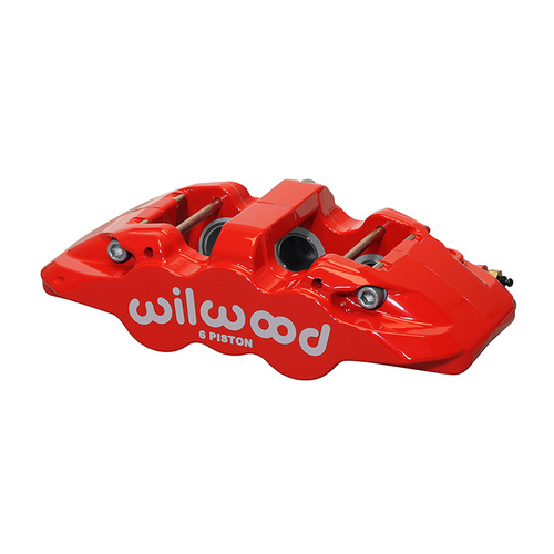 Wilwood Caliper, AERO6, Radial, 1.25 in. Rotor Width, 15.00 in. Rotor Dia, 1.75/1.38/1.38 in. Bore, RH, Alum, Red, Each