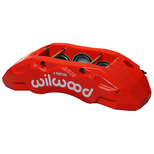 Wilwood Caliper, TX6R, Radial, 1.50 in. Rotor Width, 16.00 in. Rotor Dia, 2.00/1.88/1.88 in. Bore, LH, Alum, Red, Each