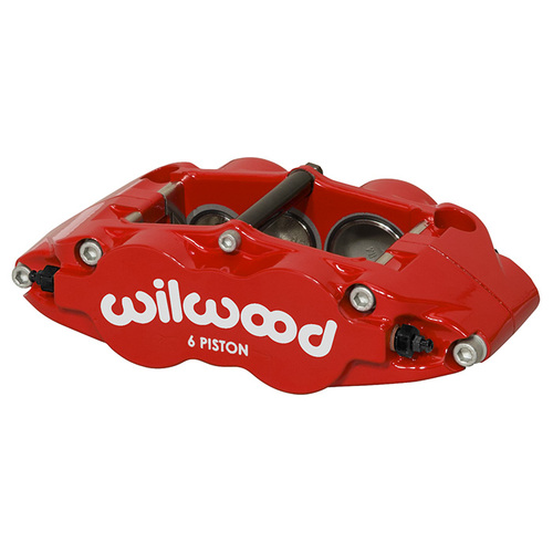Wilwood Caliper, FNSL6R-DS, Radial, 1.10 in. Rotor Width, 14.00 in. Rotor Dia, 1.62/1.12/1.12 in. Bore, RH, Alum, Red, Each
