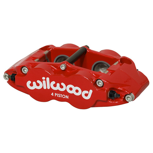 Wilwood Caliper, FNSL4R-DS, Radial, 1.10 in. Rotor Width, 14.00 in. Rotor Dia, 1.12/1.12 in. Bore, Universal, Alum, Red, Each