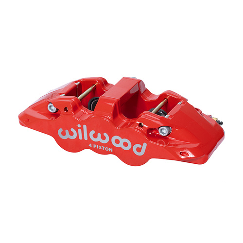 Wilwood Caliper, AERO4-DS, Radial, 0.81 in. Rotor Width, 15.00 in. Rotor Dia, 1.12/1.12 in. Bore, Universal, Alum, Red, Each