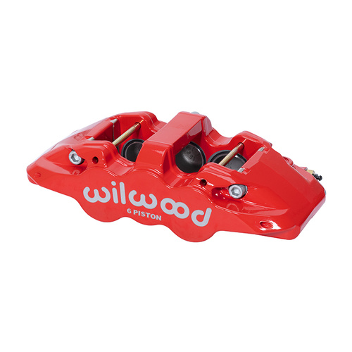 Wilwood Caliper, AERO6-DS, Radial, 1.25 in. Rotor Width, 15.00 in. Rotor Dia., 1.75/1.38/1.38 in. Bore, RH, Alum, Red, Each