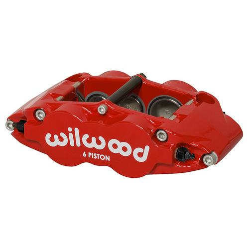 Wilwood Caliper, FNSL6R-DS, Radial, 1.25 in. Rotor Width, 14.00 in. Rotor Dia, 1.62/1.12/1.12 in. Bore, LH, Alum, Red, Each