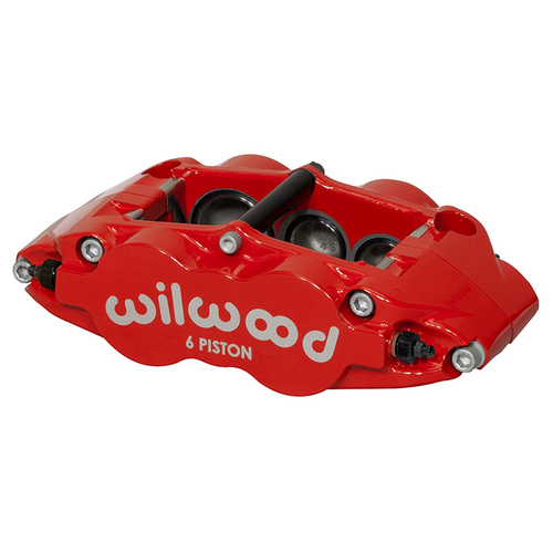 Wilwood Caliper, FNSL6R, Radial, 1.25 in. Rotor Width, 14.00 in. Rotor Dia, 1.75/1.25/1.25 in. Bore, LH, Alum, Red, Each
